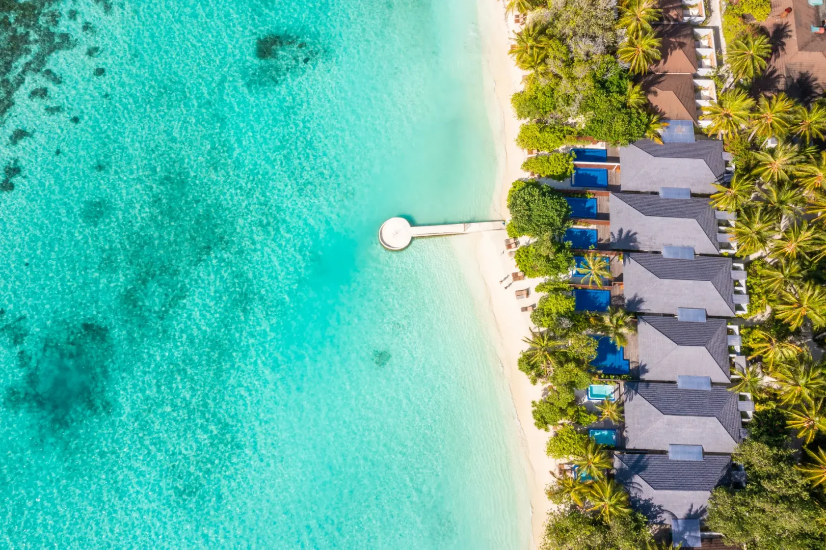 lily beach maldives beach suite with pool aerial view showcasing the private pool spacious tropical design and serene shoreline surroundings