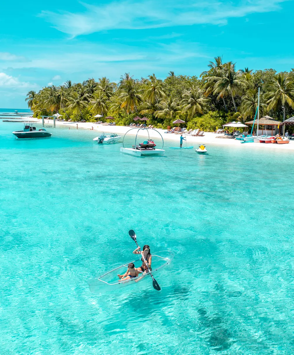lily beach maldives watersports kayak on the calm lagoon
