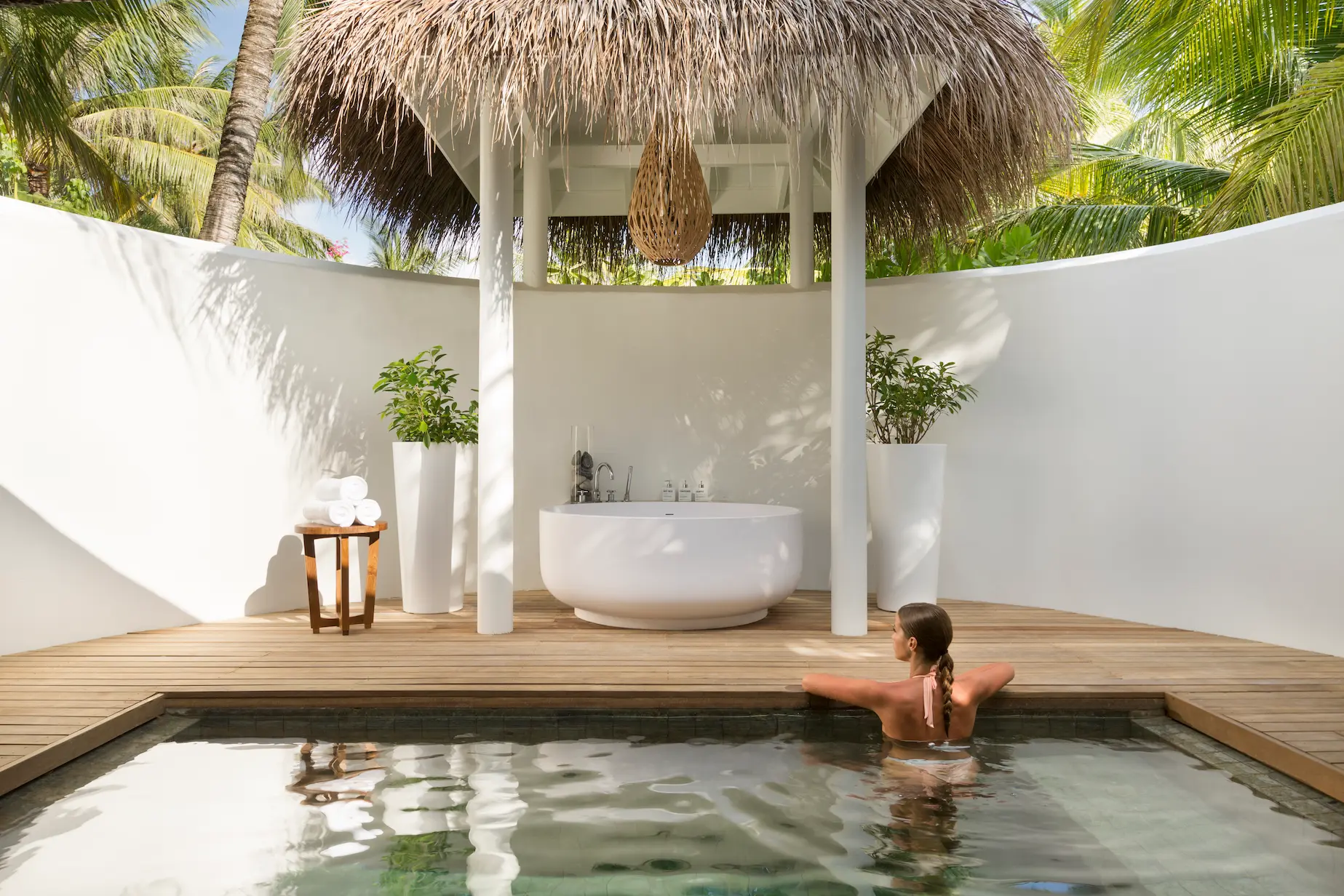 lux south ari atoll beach pool villa bathtub with serene tropical ambience