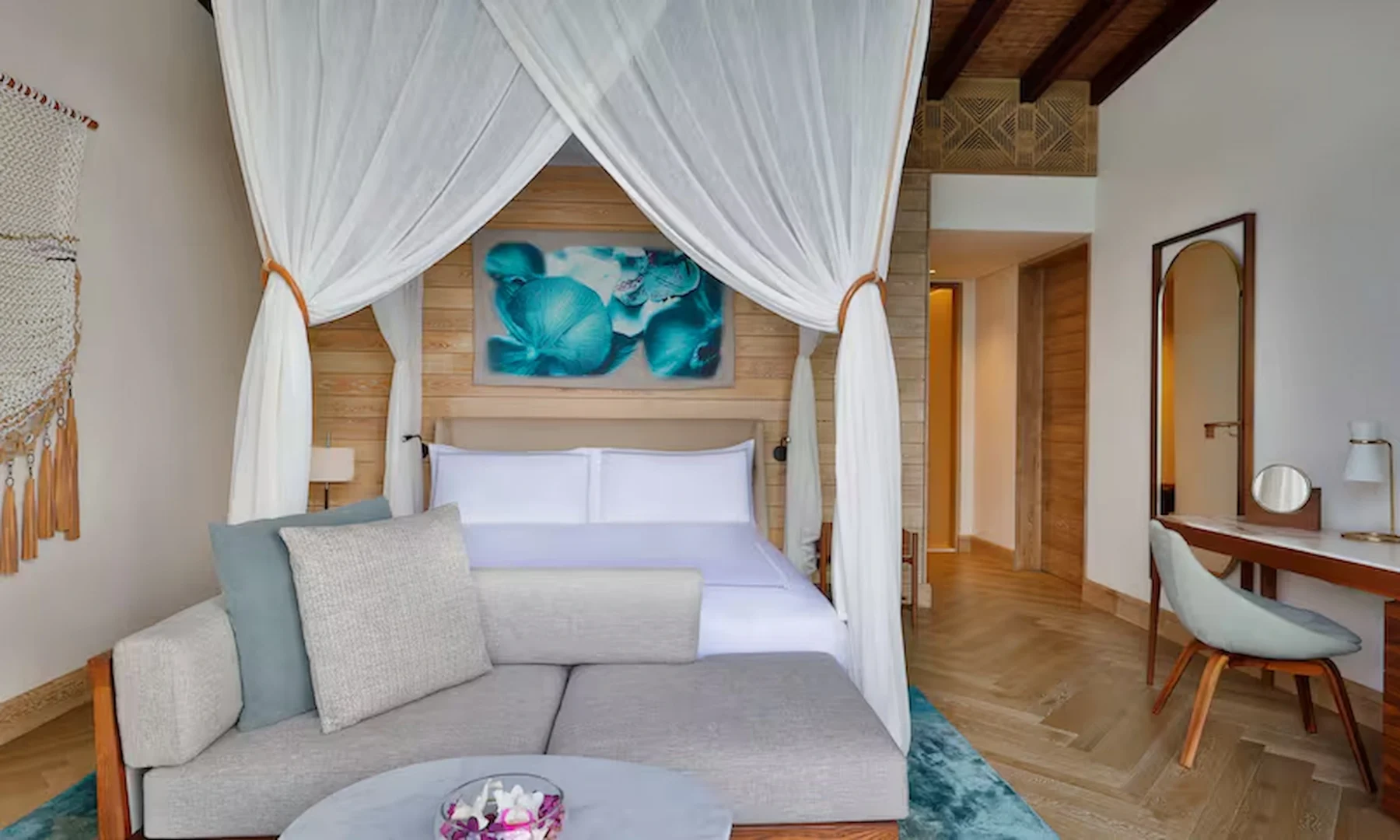 mango house seychelles one-bedroom suite with ocean view and bed
