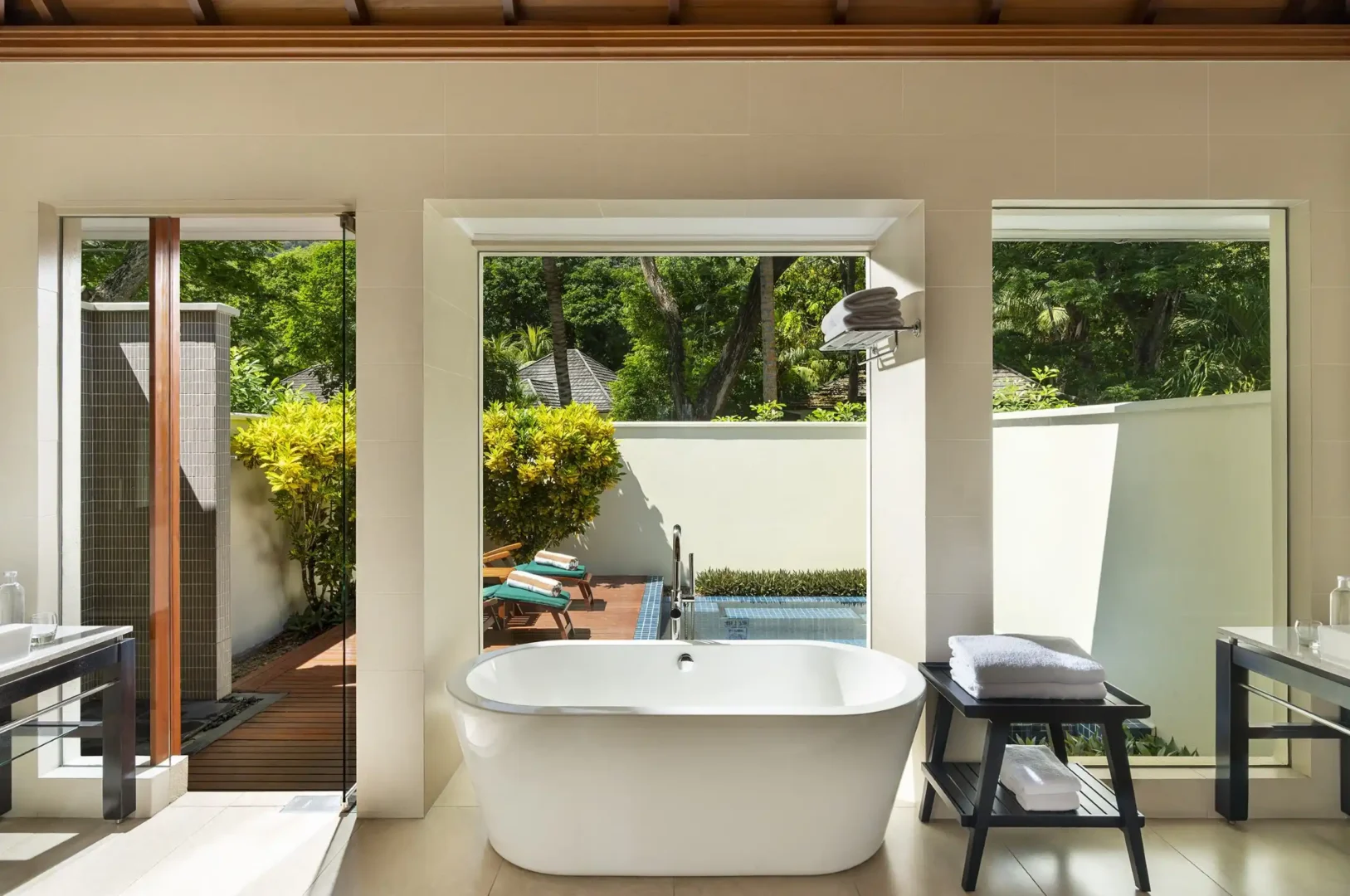 niva labriz seychelles beach villa with garden plunge pool bath with freestanding tub and tropical view