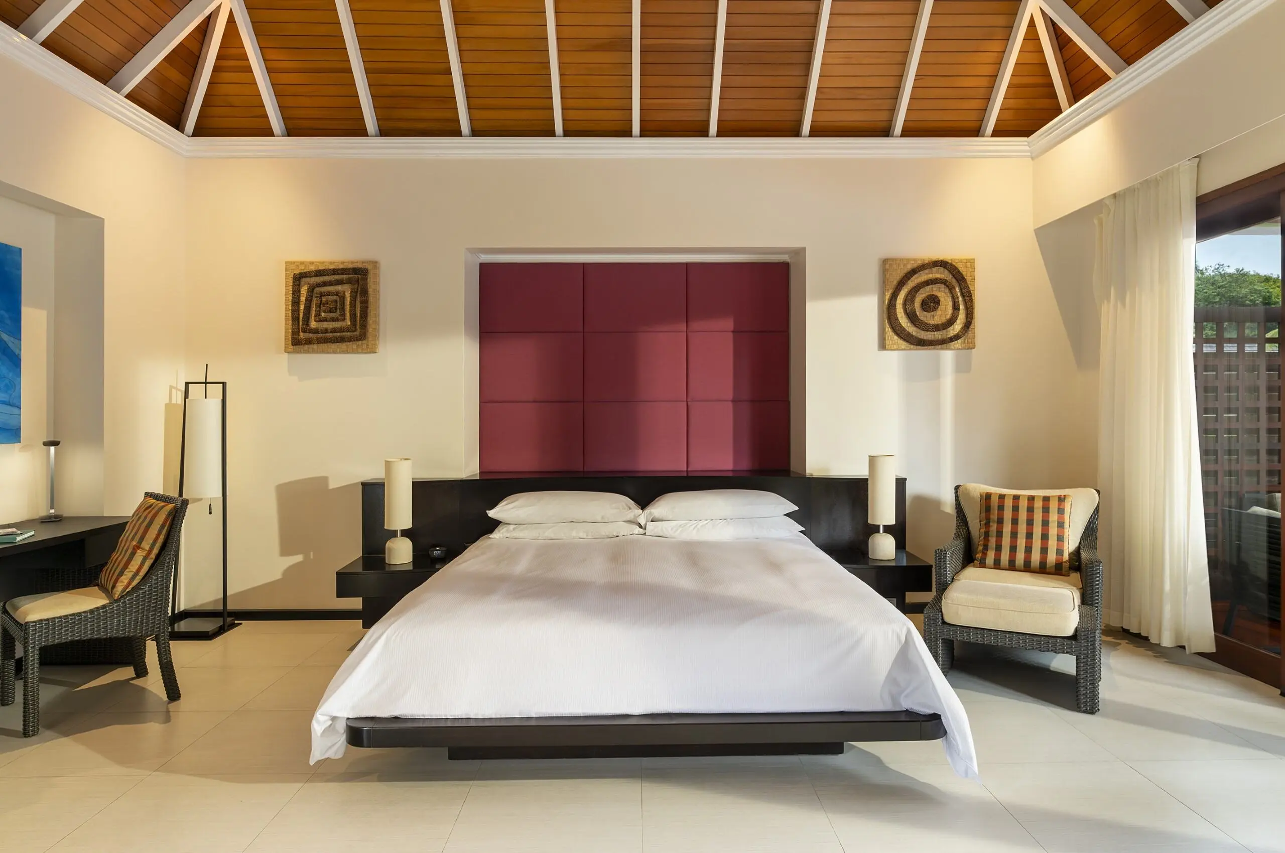 niva labriz seychelles beach villa with garden plunge pools bedroom with king bed and tropical surroundings