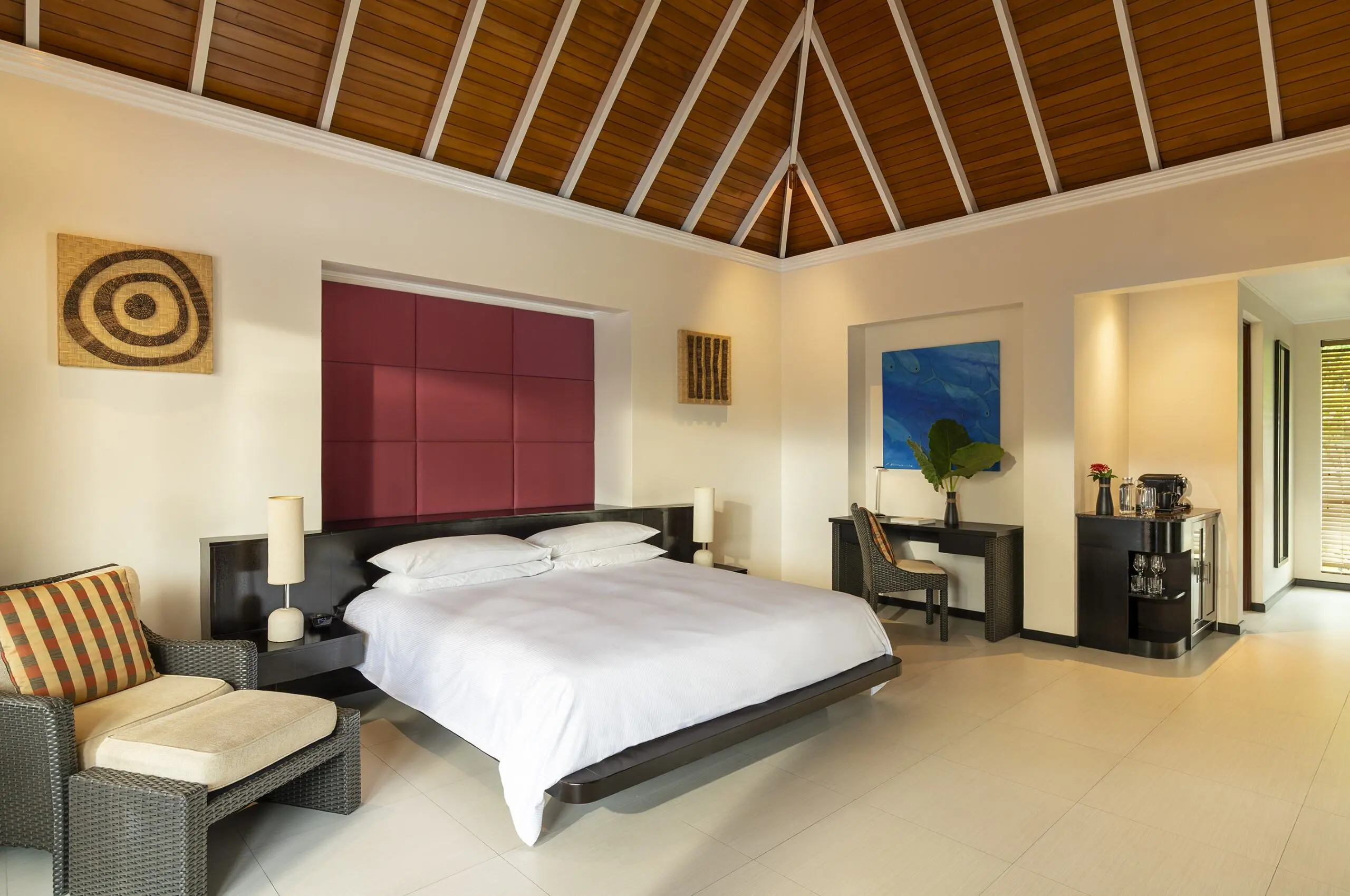 niva labriz seychelles beach villa with garden plunge pools bedroom with king bed and tropical view