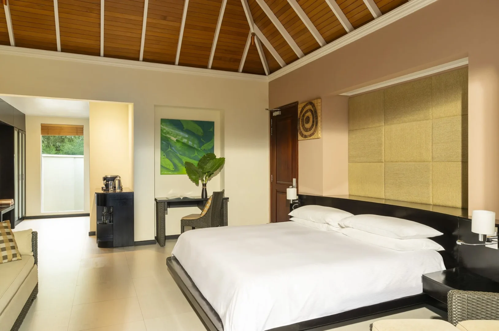 niva labriz seychelles garden oasis pool villa bedroom side view of king bed