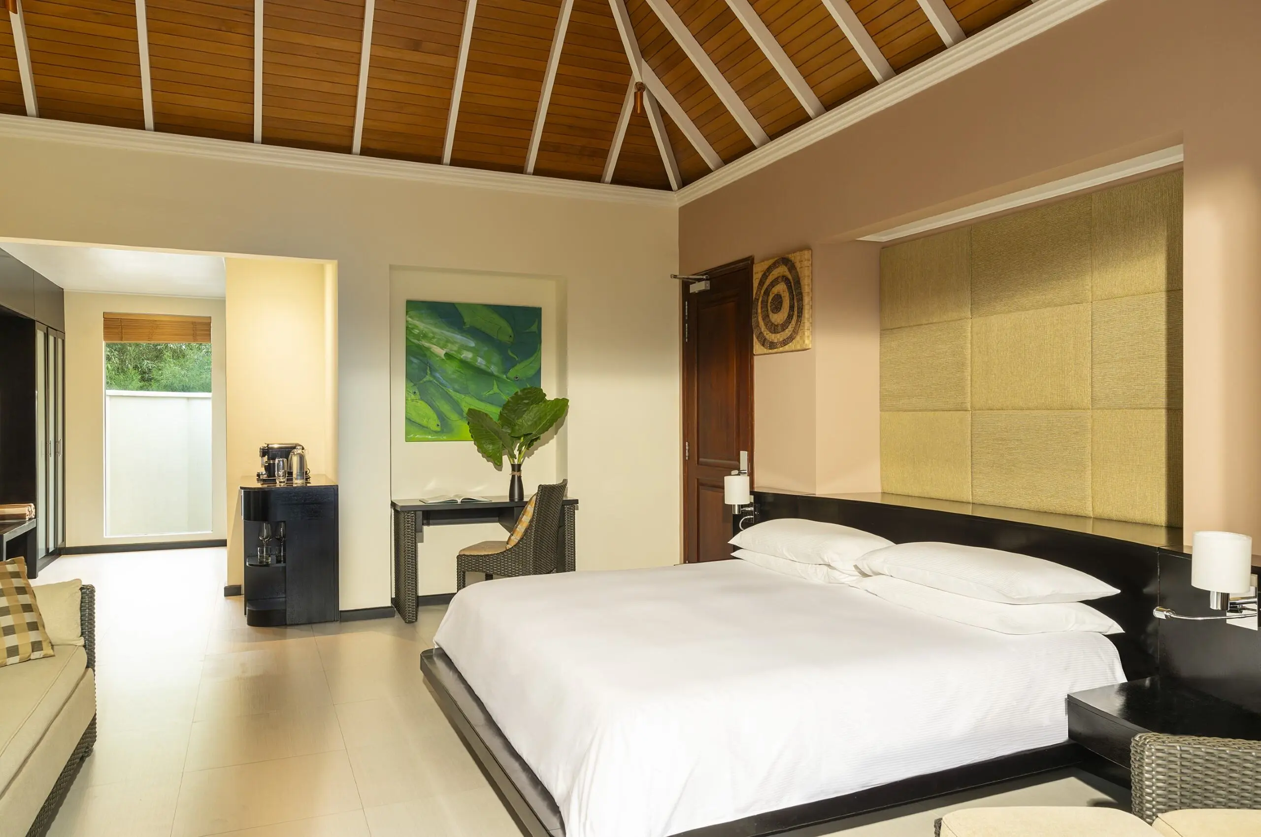 niva labriz seychelles garden oasis pool villa bedroom side view of king bed