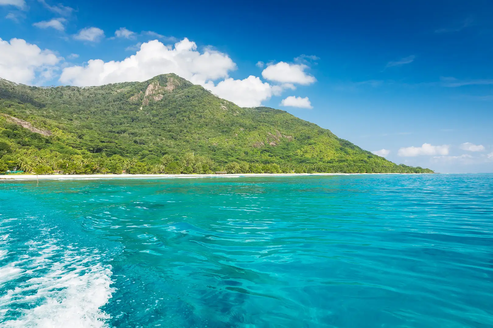 niva labriz seychelles island with lush tropical vegetation and surrounding turquoise waters