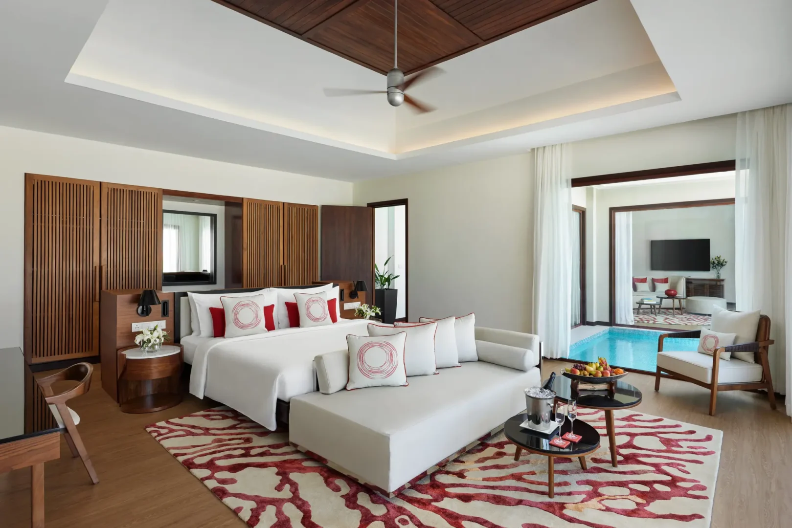 niyama private islands maldives one bedroom beach pool pavilion bedroom featuring serene island inspired interiors and refined contemporary luxury