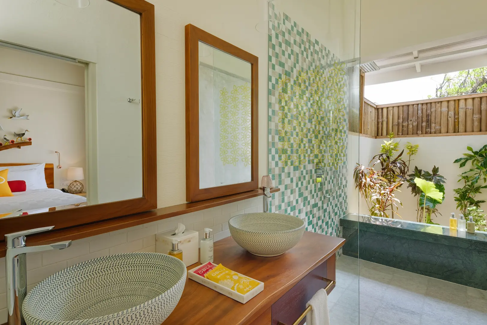 oblu nature helengeli 2br family villa with pool bathroom featuring spacious island design natural textures and a calm relaxing atmosphere