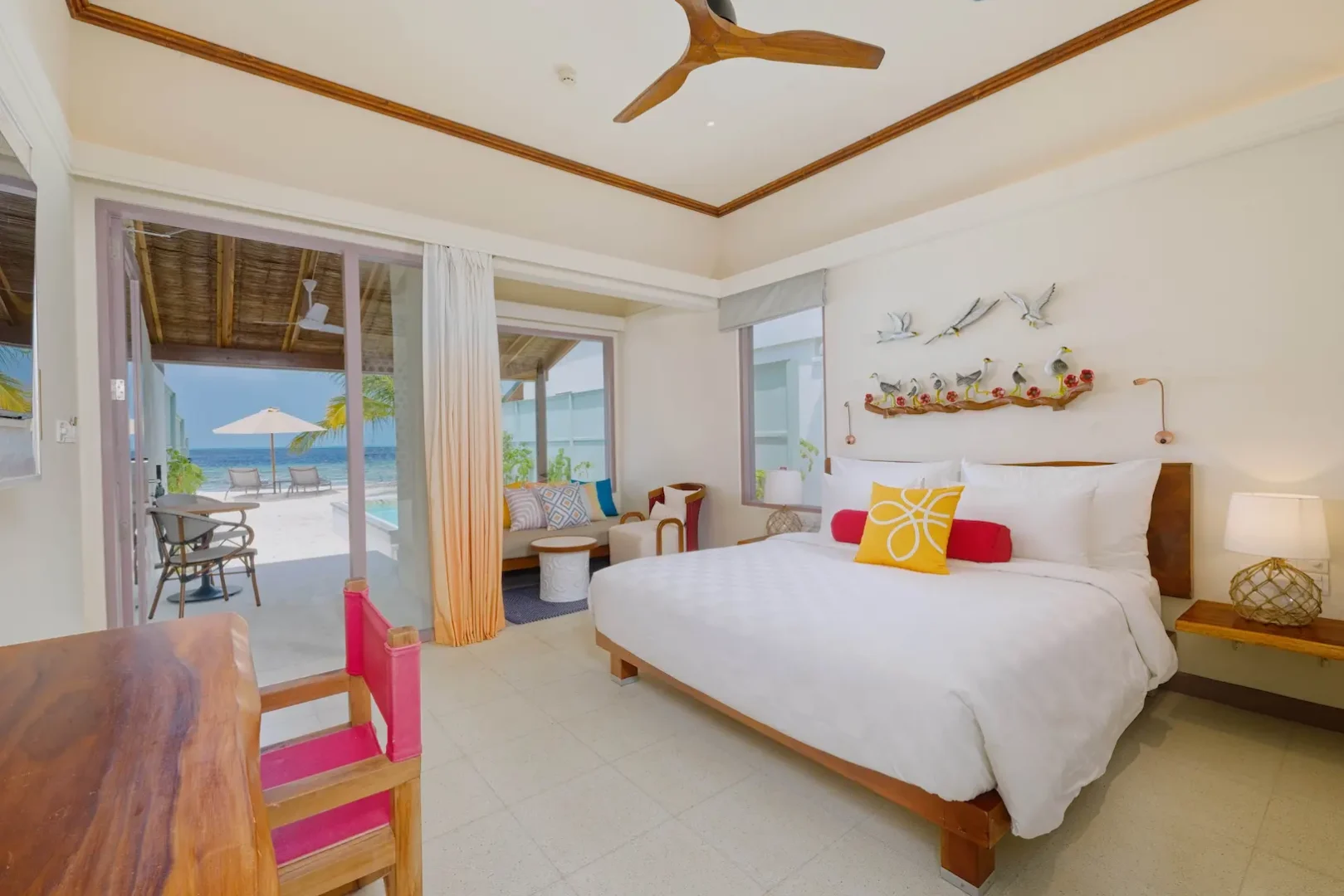 oblu nature helengeli deluxe beach villa with pool interior bedroom featuring soft natural tones elegant island decor and a calm spacious atmosphere