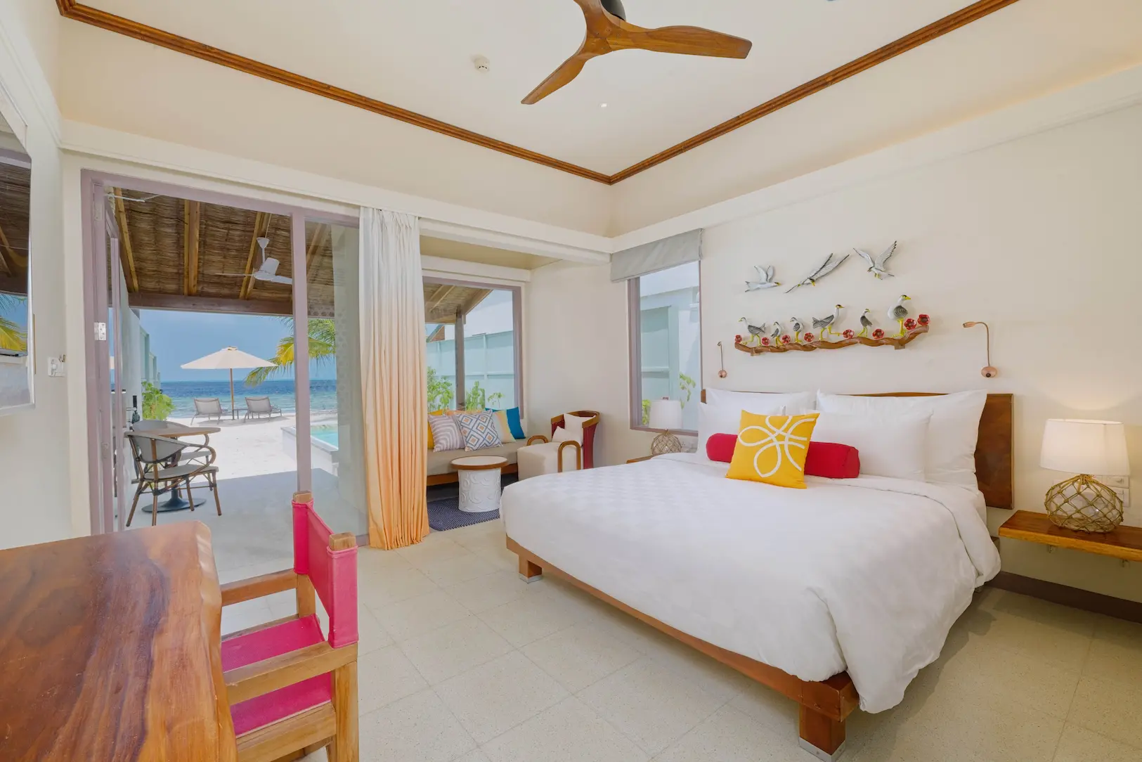 oblu nature helengeli deluxe beach villa with pool interior bedroom featuring soft natural tones elegant island decor and a calm spacious atmosphere