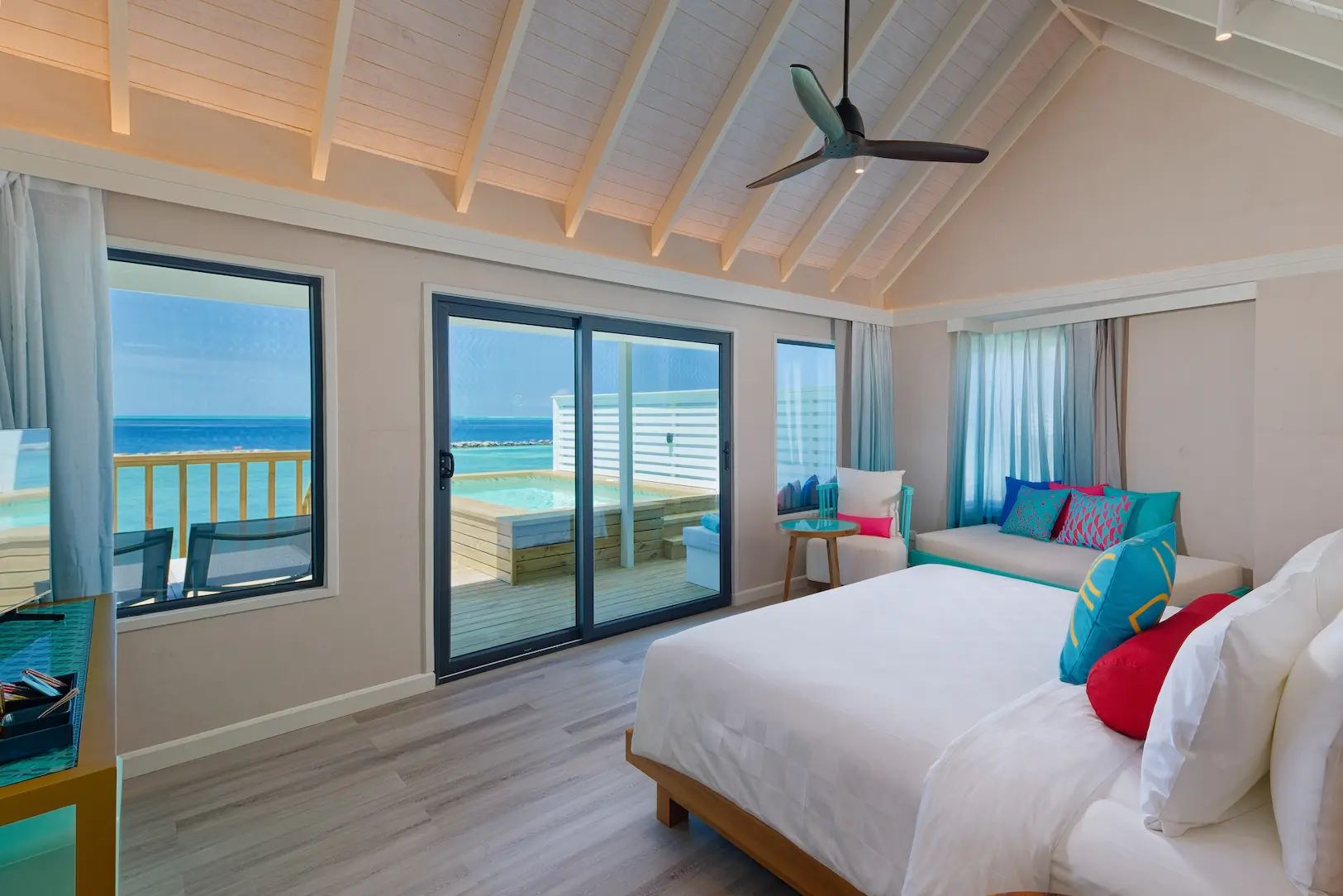 oblu nature helengeli water villa with pool interior view featuring elegant overwater design serene natural tones and a calm open outlook