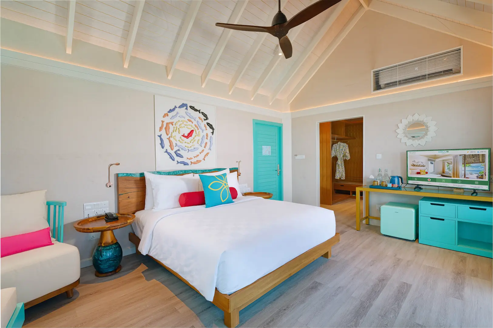 oblu nature helengeli water villa with pool interior featuring elegant overwater design soft natural tones and a calm spacious ambience