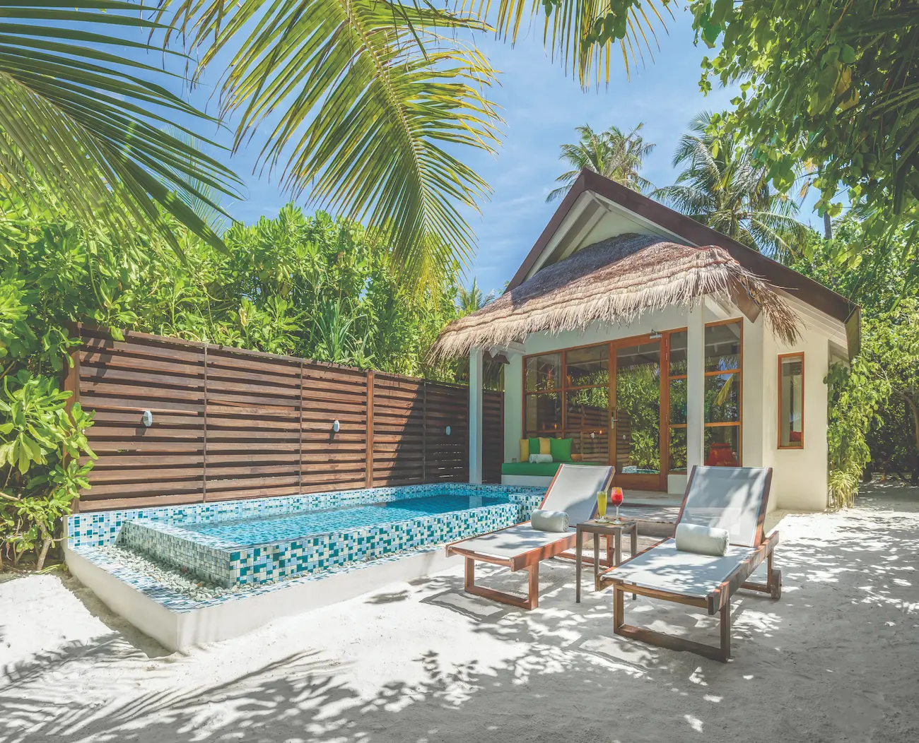 oblu select sangeli maldives beach villa with pool exterior tranquil villa exterior with private pool lush greenery and refined tropical island ambience