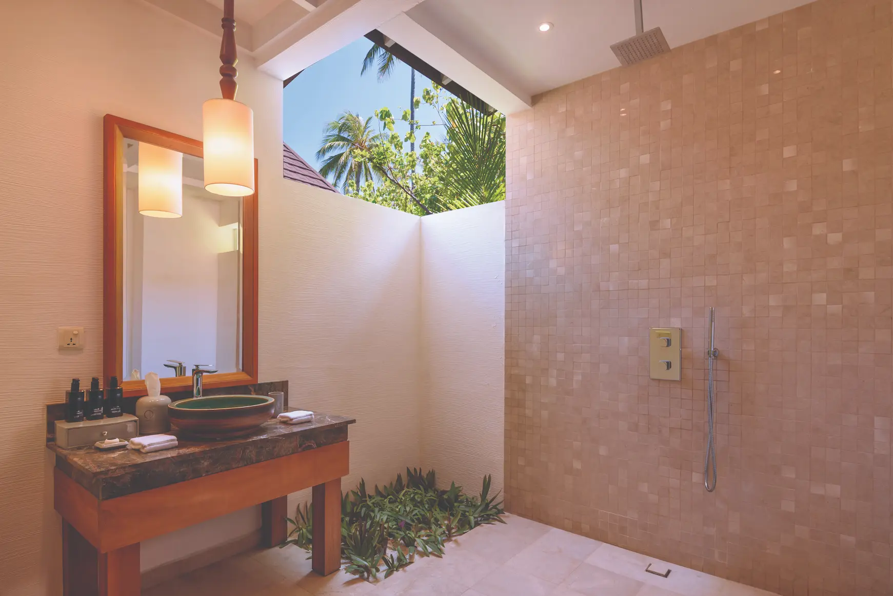 oblu select sangeli maldives two bedroom family villa with pool kids room bathroom bright family bathroom with playful touches warm natural tones and serene island ambience