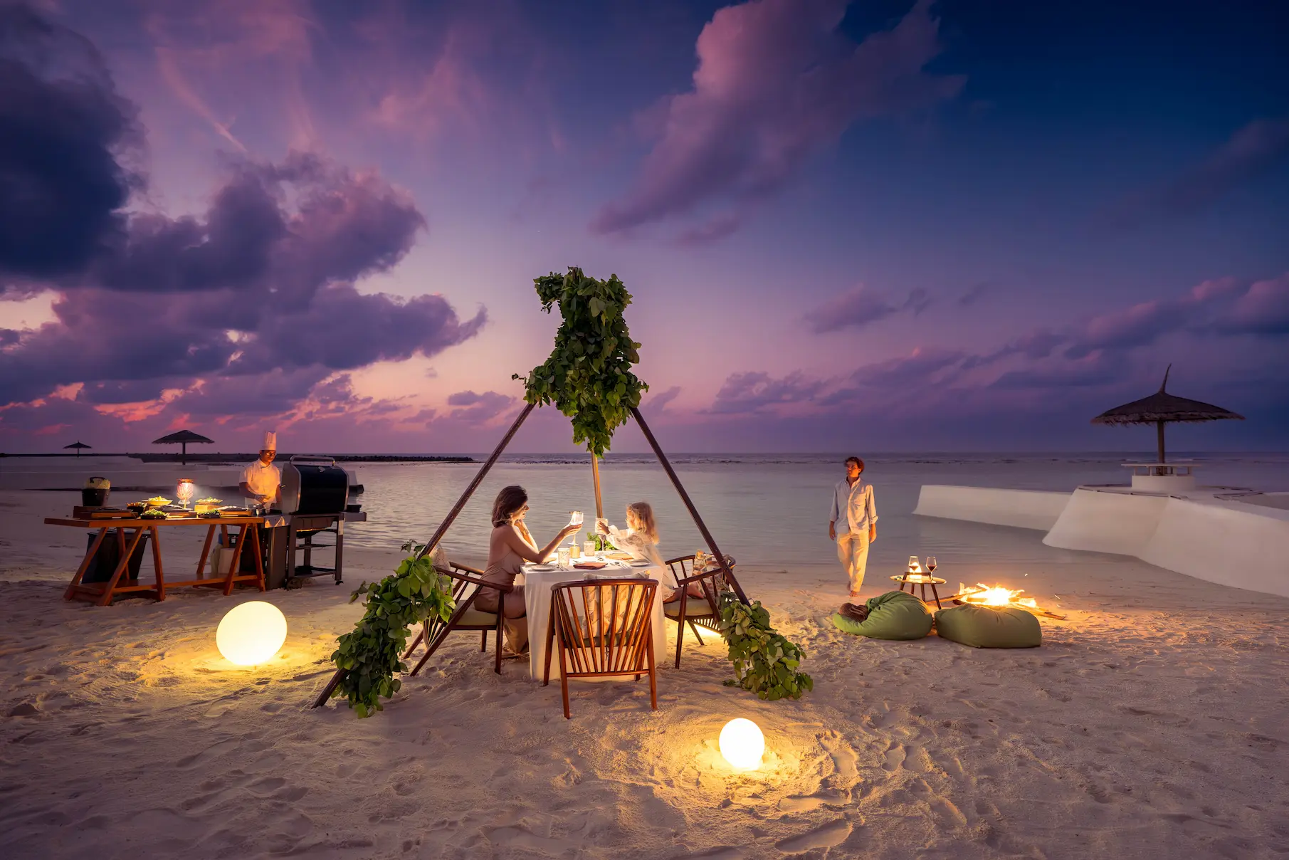 oblu select sangeli private beach bbq sunset dinner lifestyle sangeli maldives
