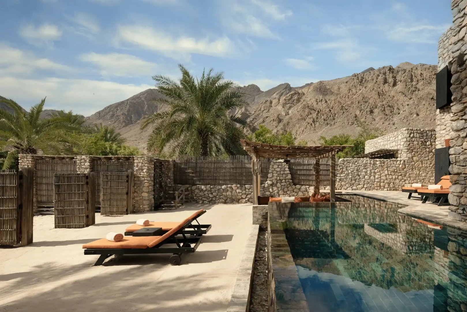 outdoor pool of duplex two bedroom pool villa at six senses zighy bay oman