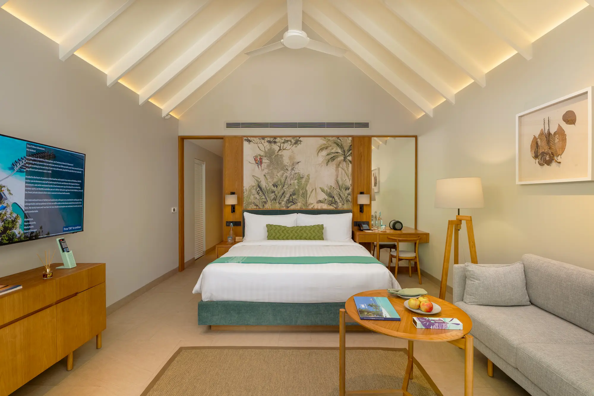 raaya by atmosphere raa atoll maldives family beach villa second bedroom with a calm tropical atmosphere