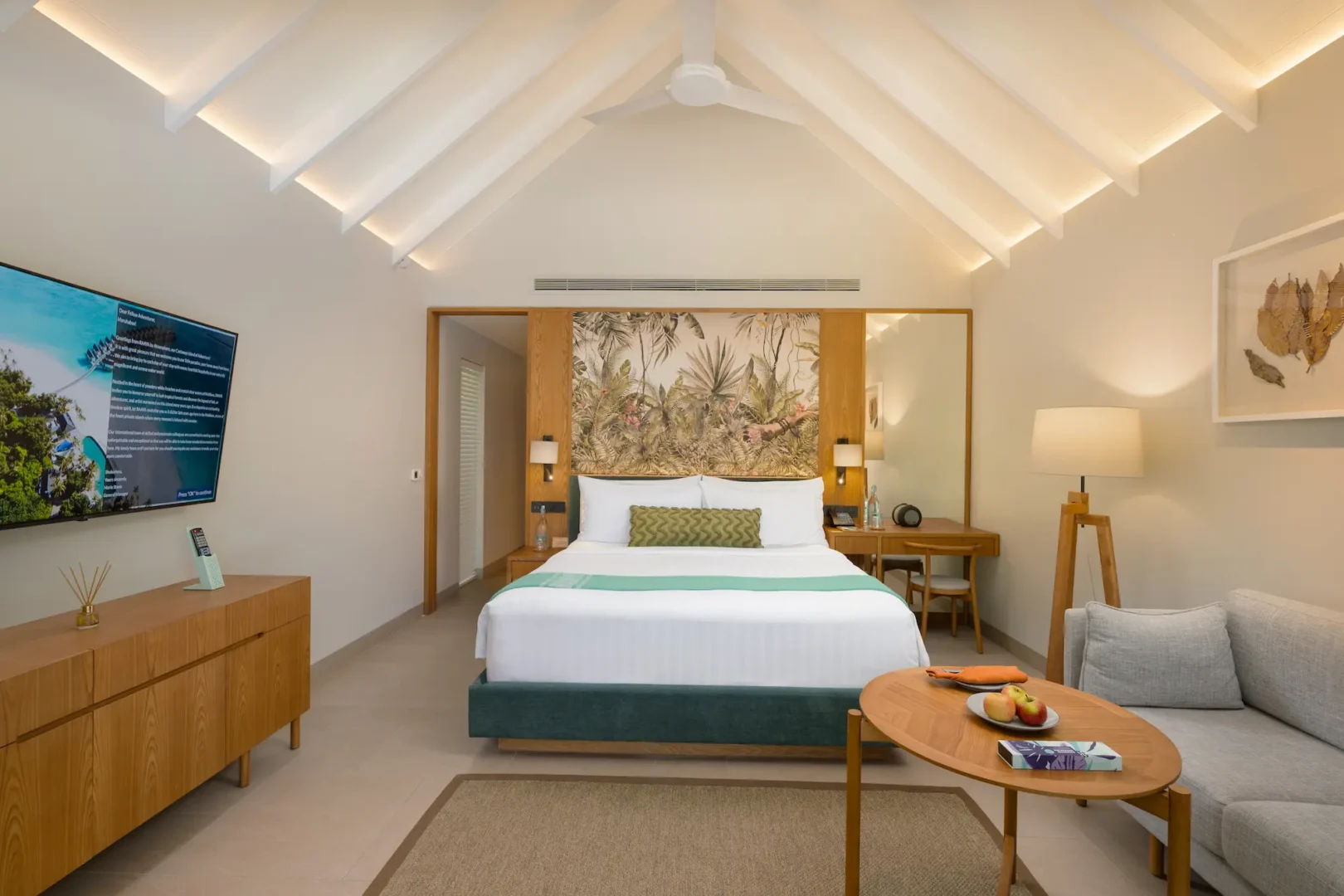raaya by atmosphere raa atoll maldives family beach villa with pool second bedroom featuring a calm tropical ambiance