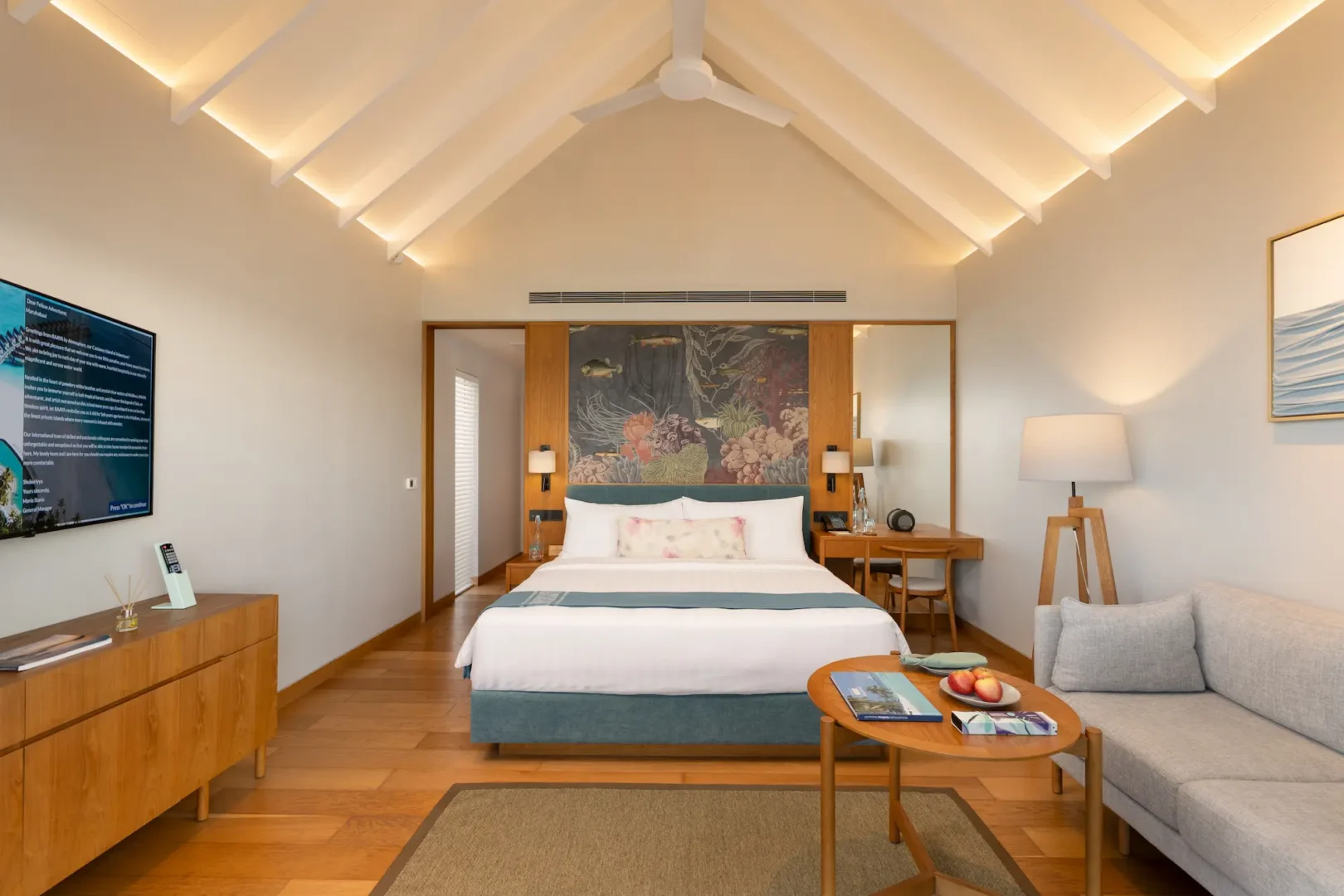 raaya by atmosphere raa atoll maldives water villa with pool bed featuring a serene coastal ambiance