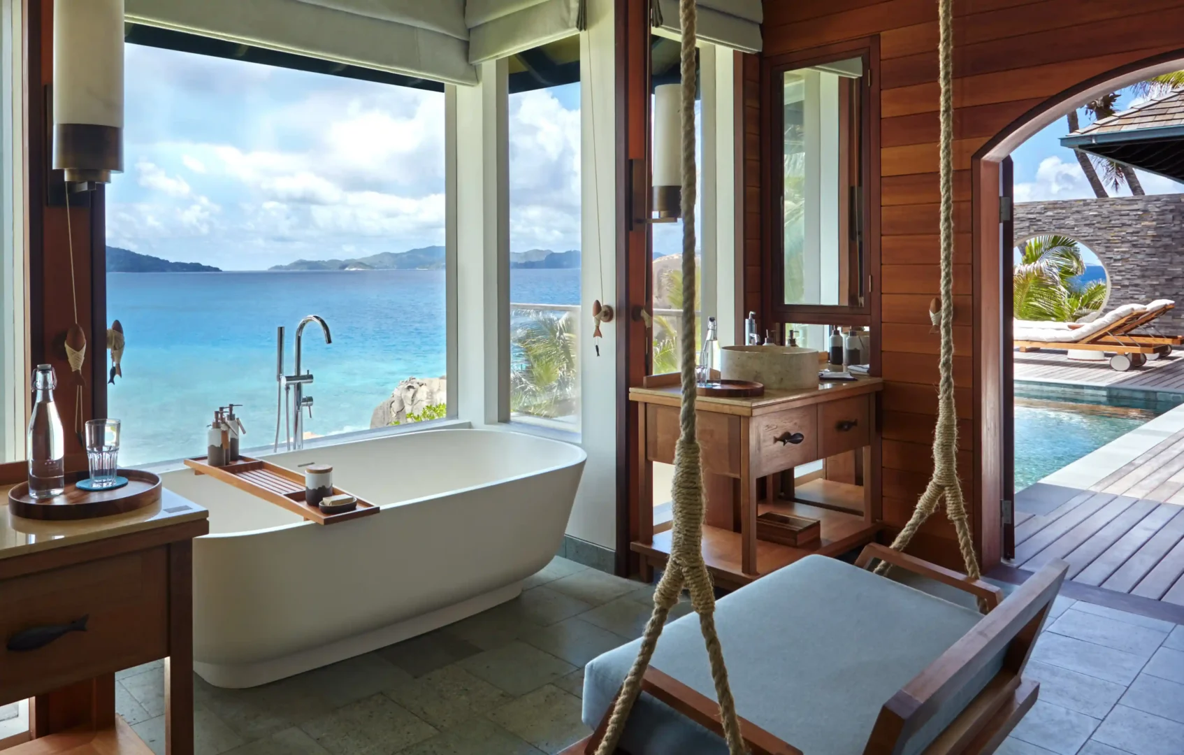 six senses seychelles oceanfront pool villa bathroom interior