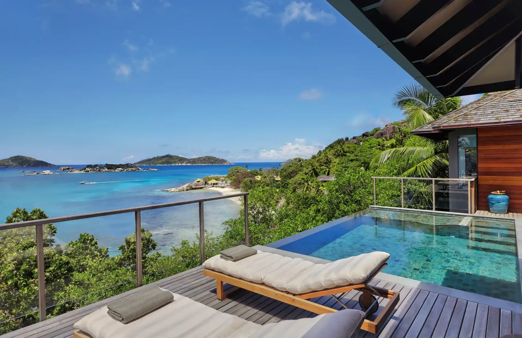 six senses seychelles oceanfront pool villa deck with pool and ocean view