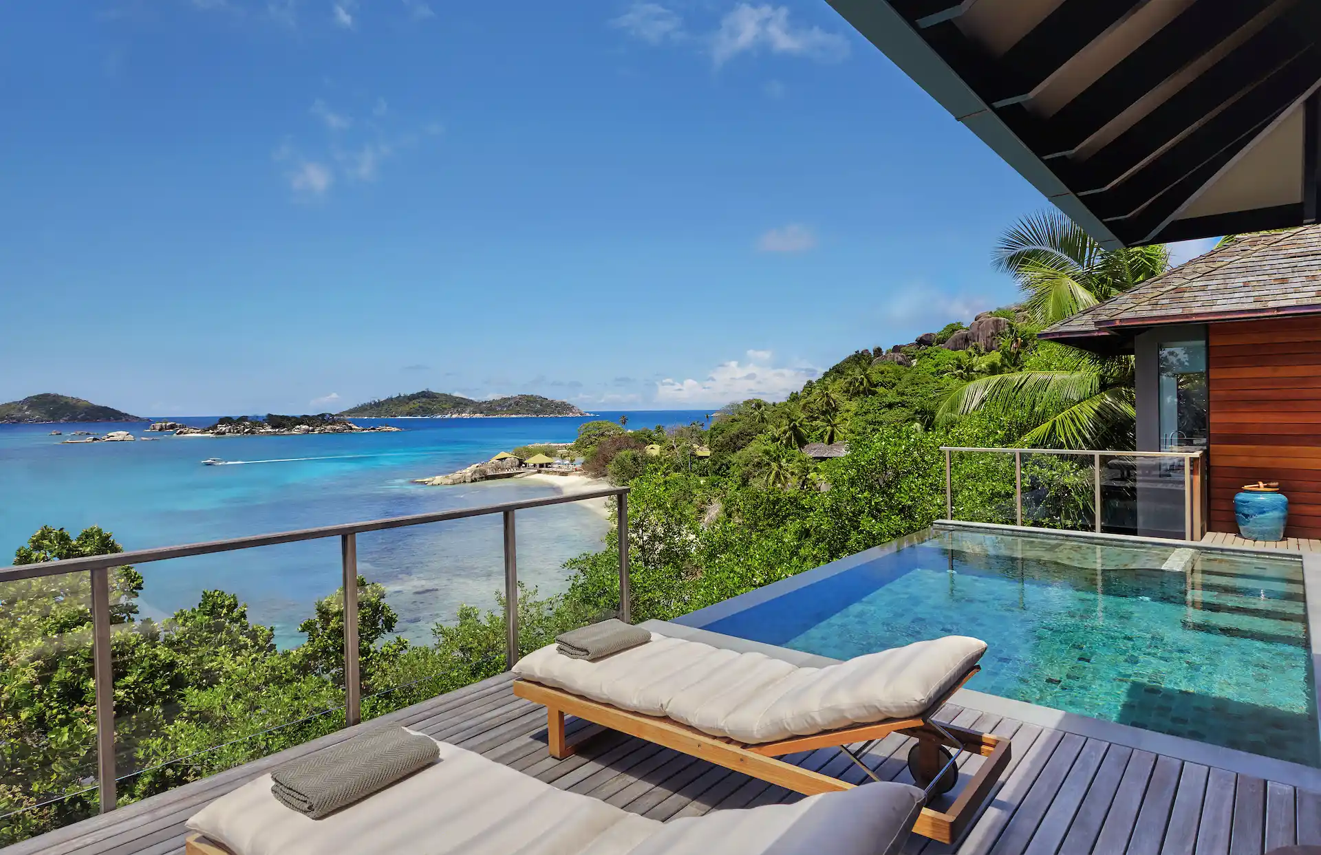 six senses seychelles oceanfront pool villa deck with pool and ocean view