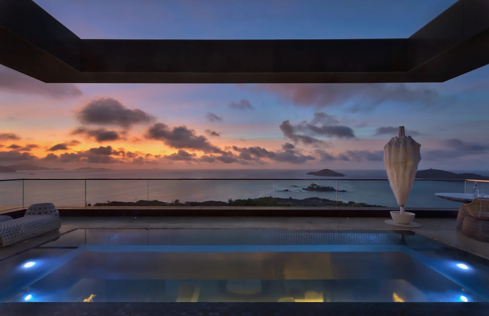 six senses seychelles ocean sounds four bedroom residence pool sunset view
