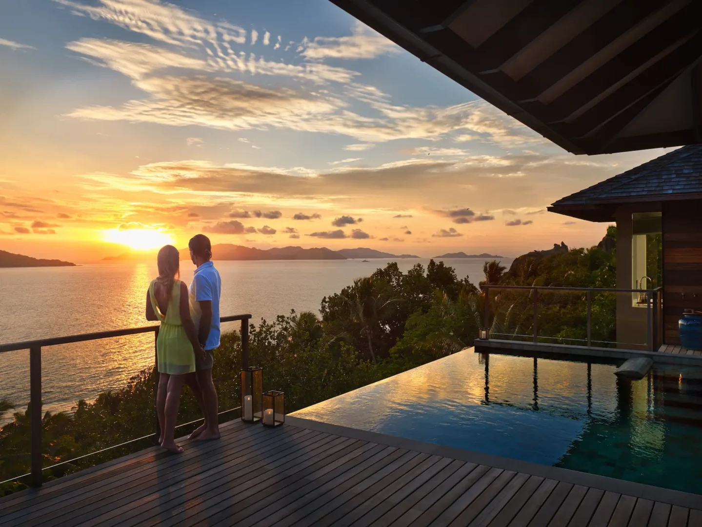 six senses seychelles panorama pool villa sunset view