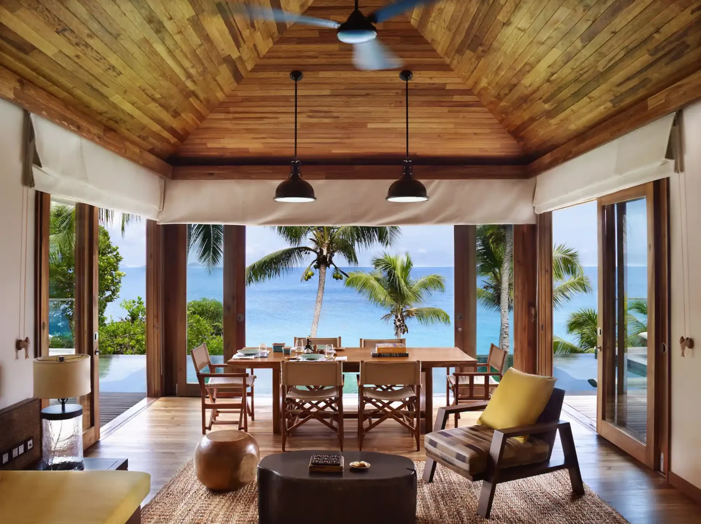 six senses seychelles signature two bedroom pool villa living room interior