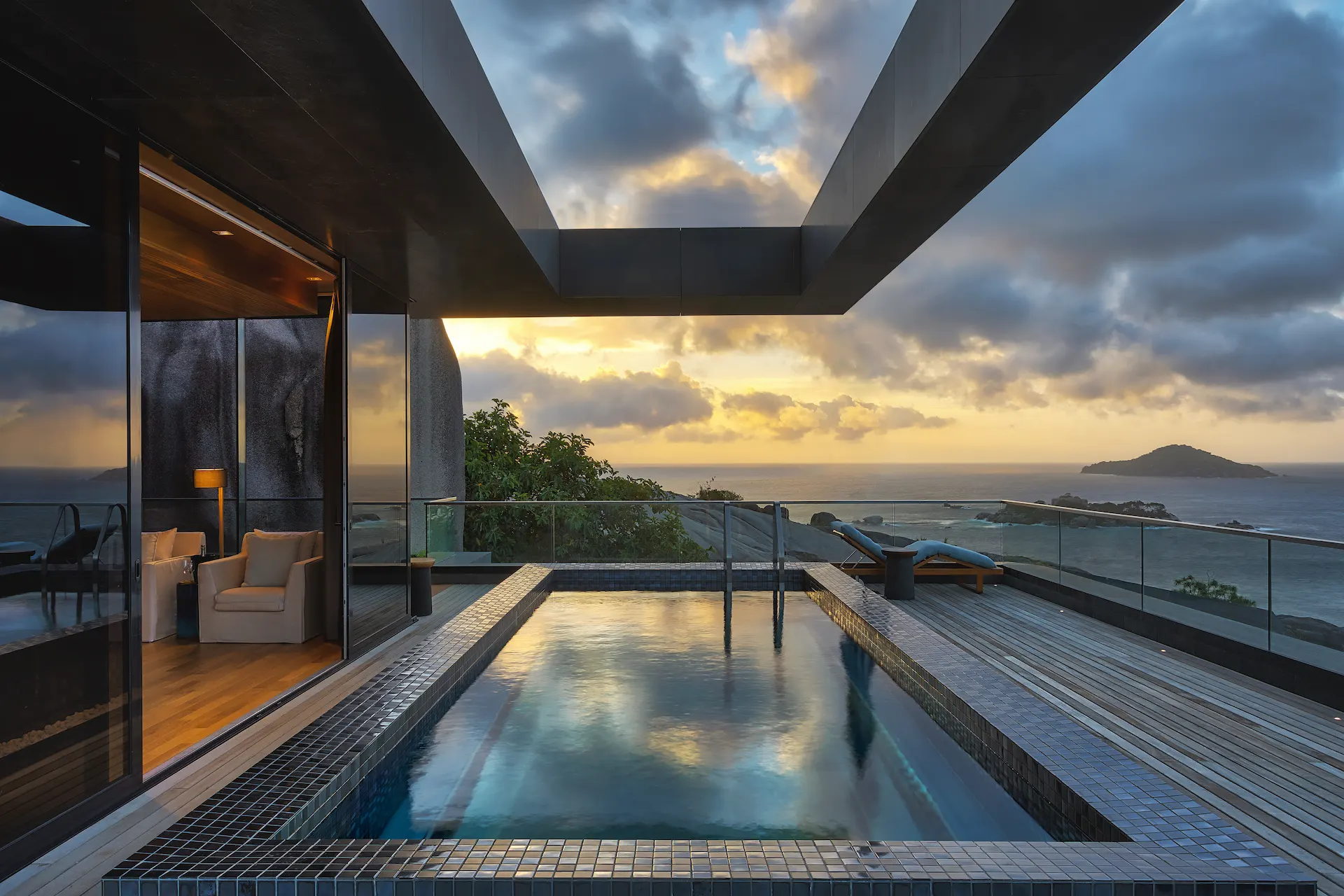 six senses seychelles the sanctuary four bedroom residence evening view