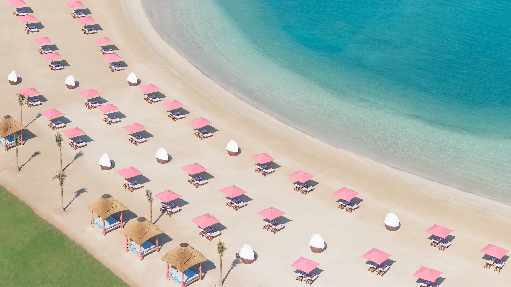 anantara mina ras al khaimah aerial beach view peninsula and riad villas showcasing an elevated view of the beachfront resort with peninsula and riad villas set along the shoreline
