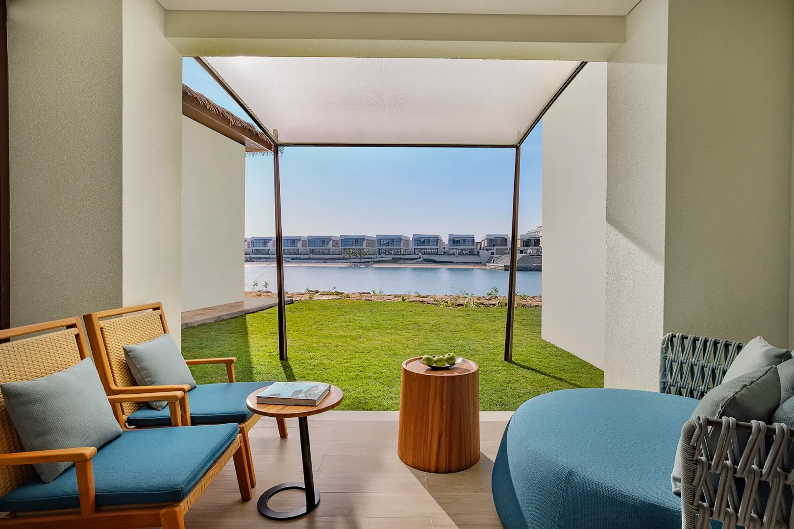anantara mina ras al khaimah deluxe garden terrace room featuring an elegant guest room with direct access to a private garden terrace