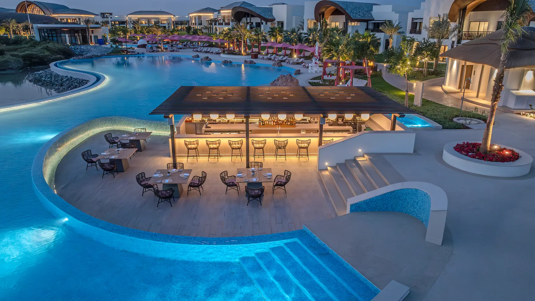anantara mina ras al khaimah jalabar showcasing a stylish bar venue with a relaxed evening atmosphere and refined coastal character