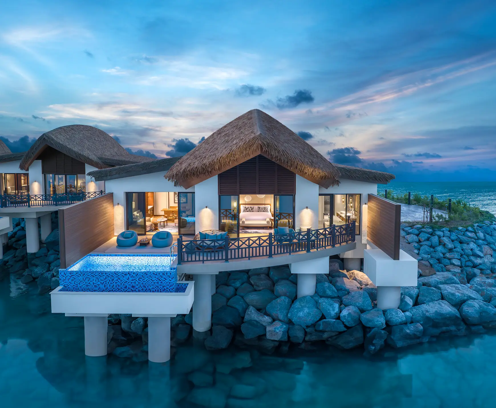 anantara mina ras al khaimah peninsula sea view pool villa exterior showcasing a secluded villa setting with private pool and uninterrupted sea views