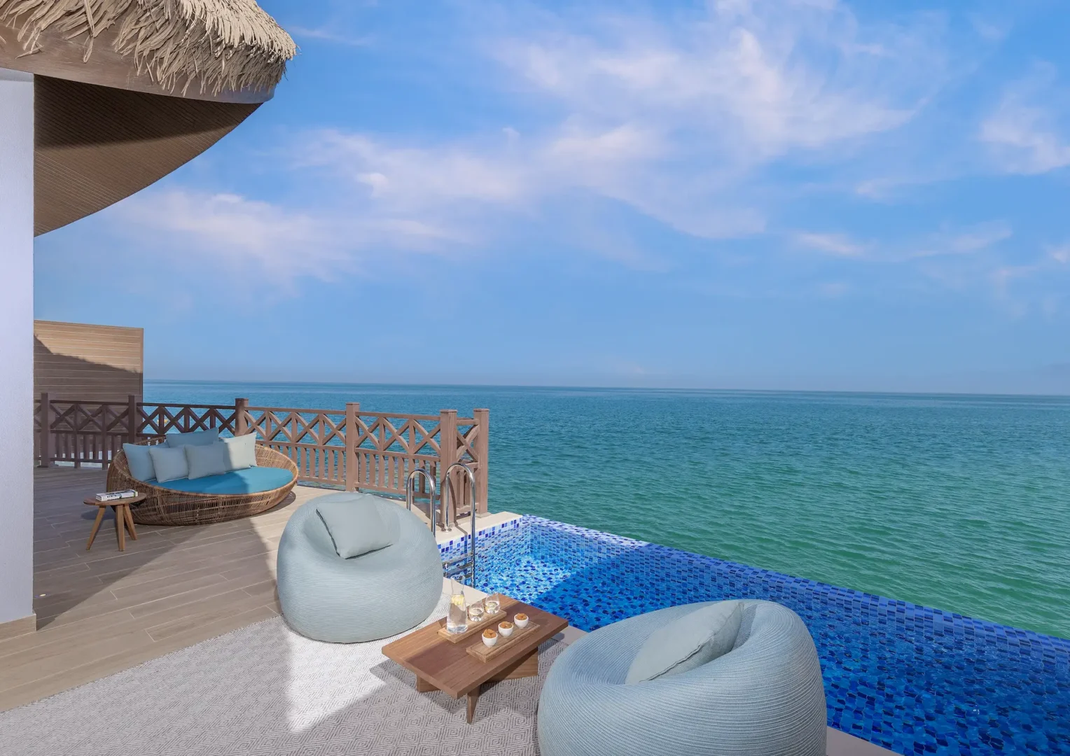 anantara mina ras al khaimah peninsula sea view pool villa terrace featuring a private outdoor terrace overlooking the sea and villa pool