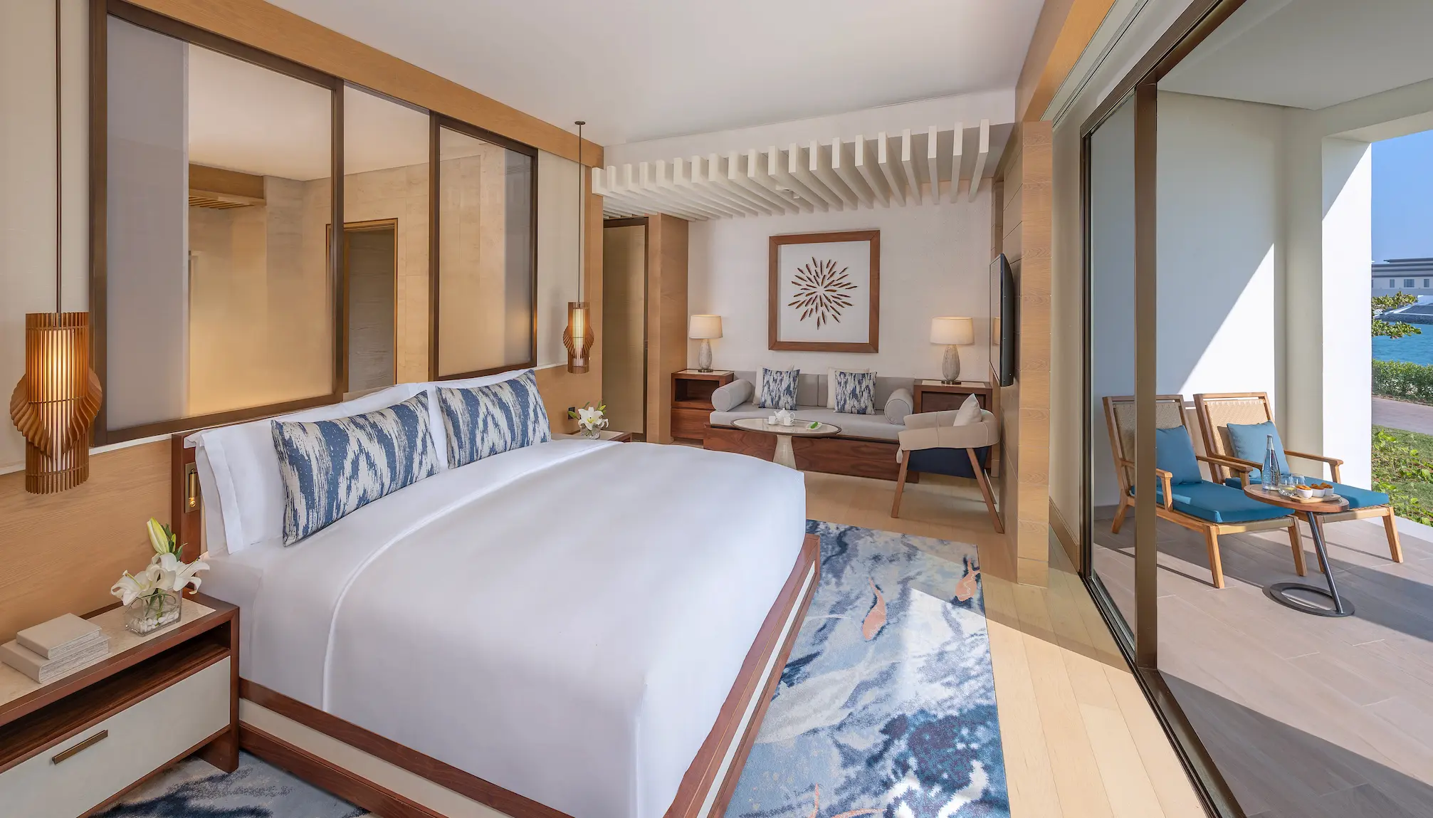anantara mina ras al khaimah premier garden terrace room sea view showcasing serene coastal vistas enjoyed from the guest room