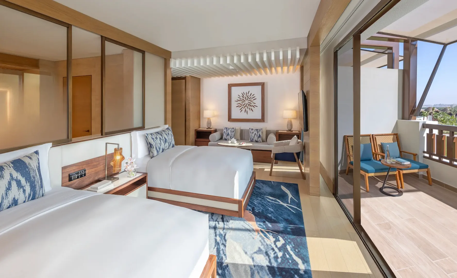 anantara mina ras al khaimah premier room garden view showcasing peaceful garden views enjoyed from the twin guest room