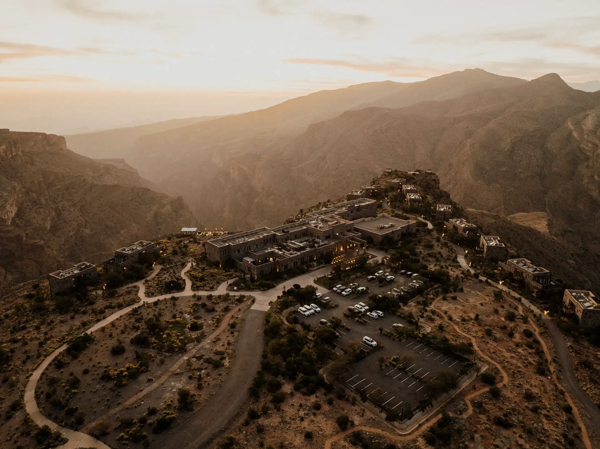aerial view of alila jabal akhdar oman