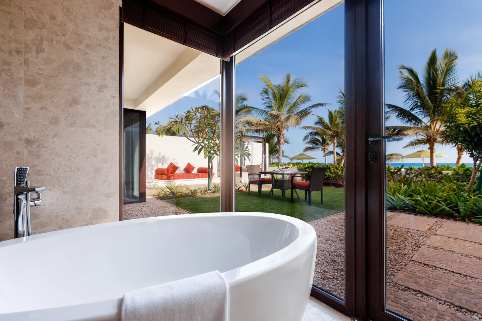 bathroom in one bedroom beach pool villa at al baleed resort salalah by anantara oman