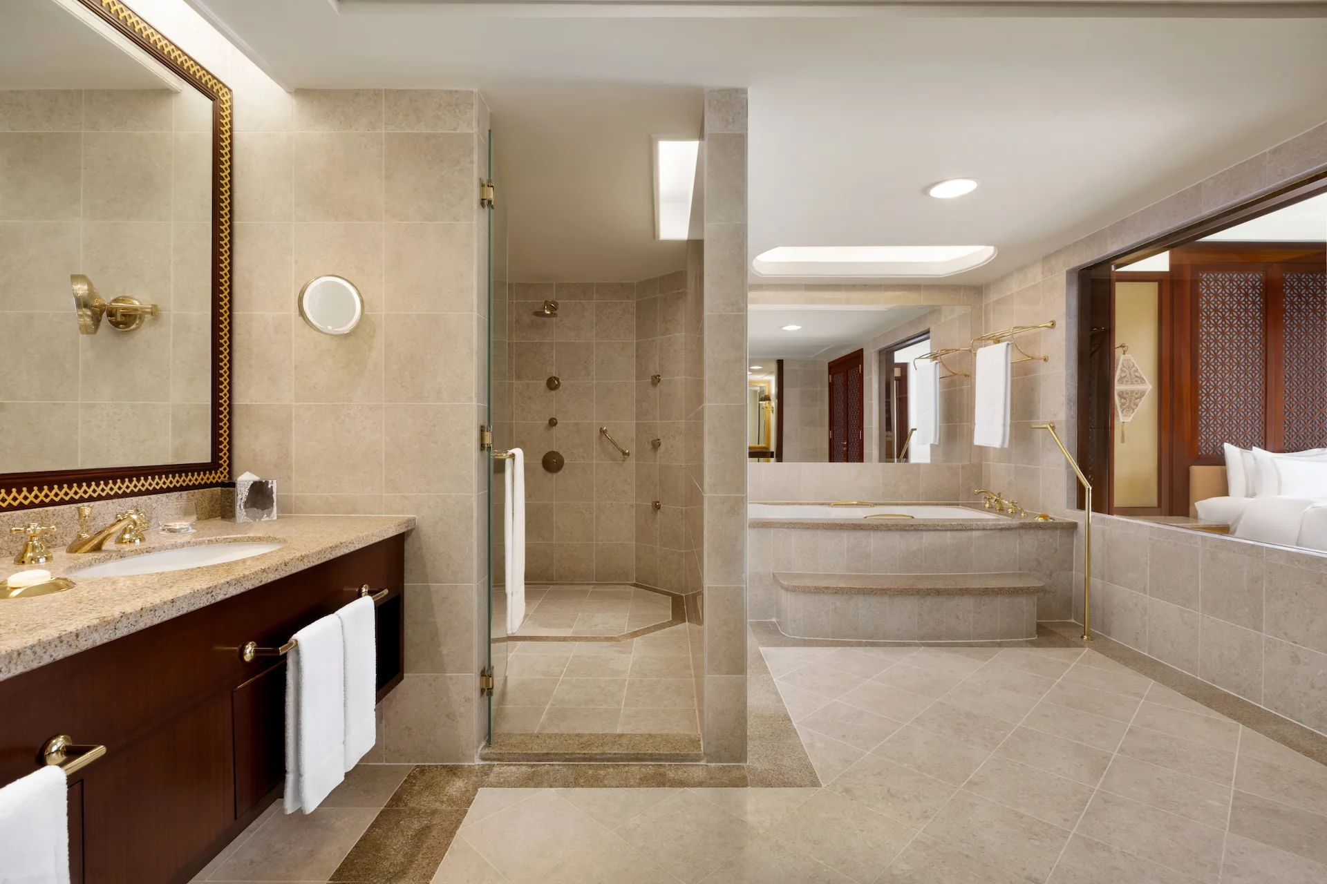 bathroom deluxe one suite with sea view al husn hotel muscat oman
