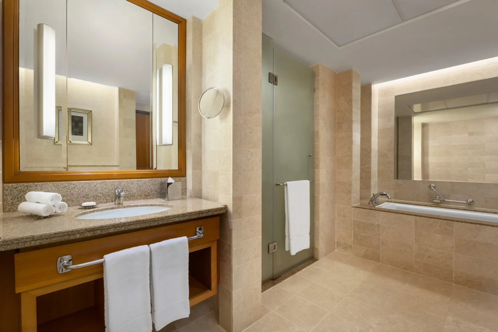 bathroom in one bedroom suite hilton muscat al wana oman