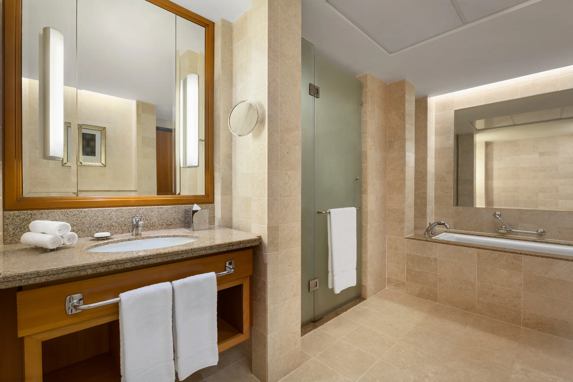 bathroom in one bedroom suite hilton muscat al wana oman