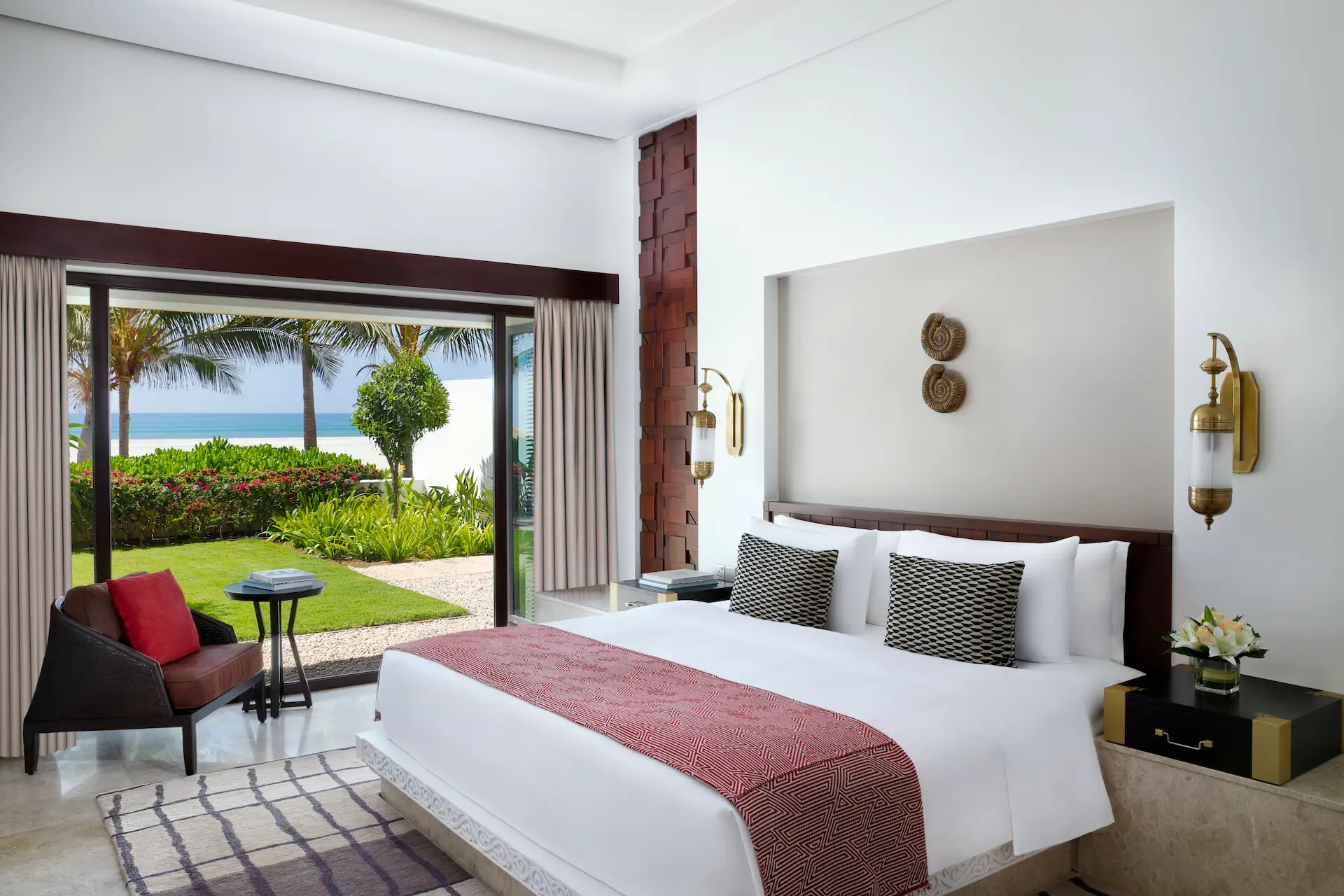 bed in beach view villa at al baleed resort salalah by anantara oman