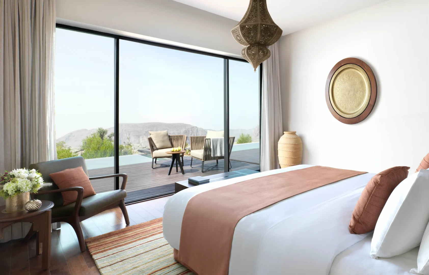 bed one bedroom cliff pool villa anantara al jabal al akhdar oman