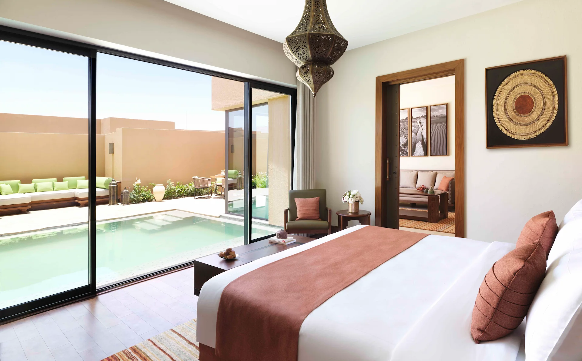 bed view one bedroom garden pool villa anantara al jabal al akhdar oman