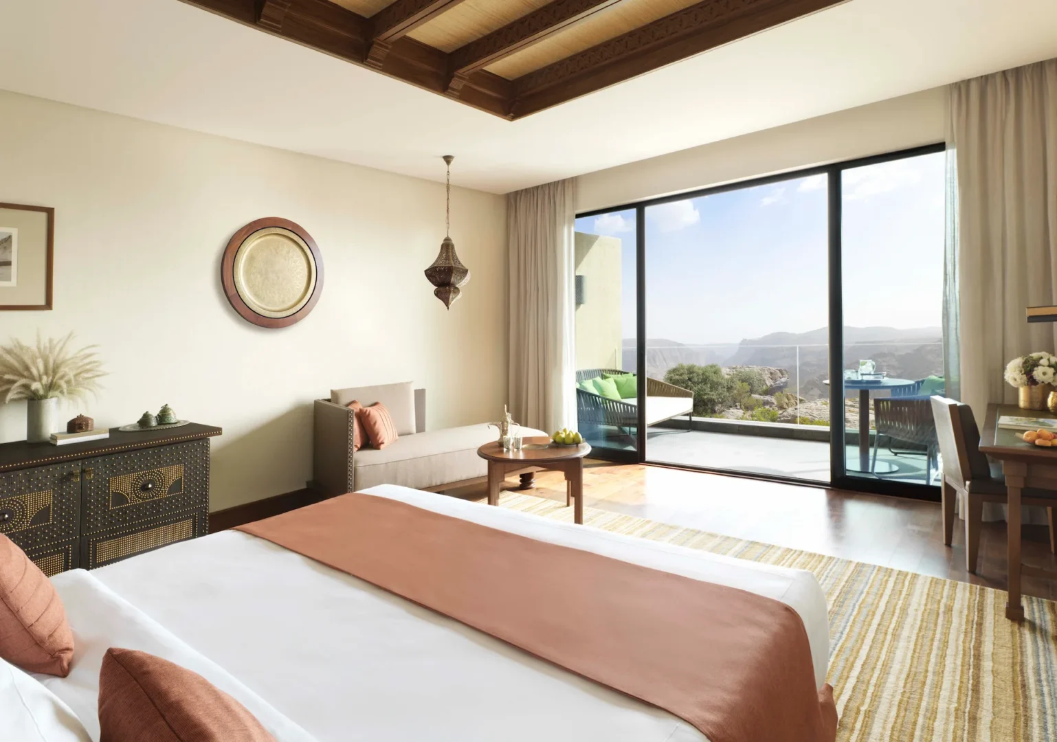 bedroom deluxe canyon view room anantara al jabal al akhdar oman