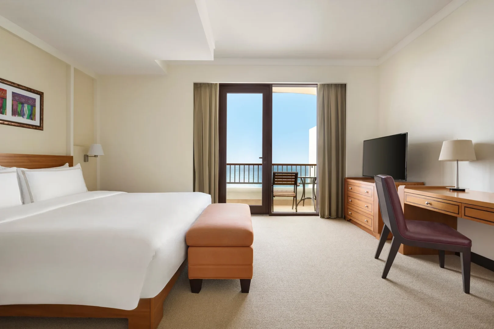 bedroom in deluxe suite sea view hilton muscat al waha oman