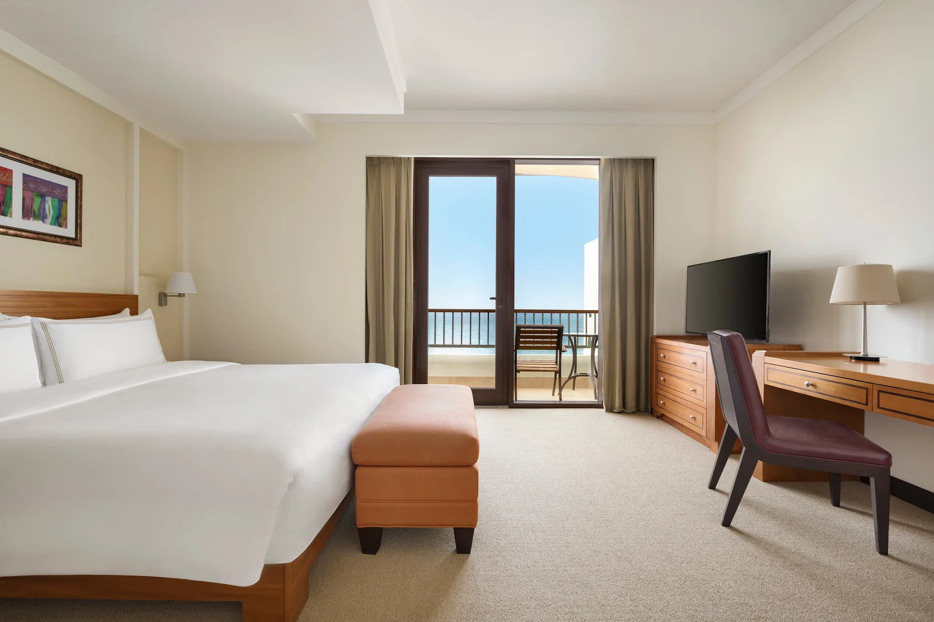 bedroom in deluxe suite sea view hilton muscat al waha oman