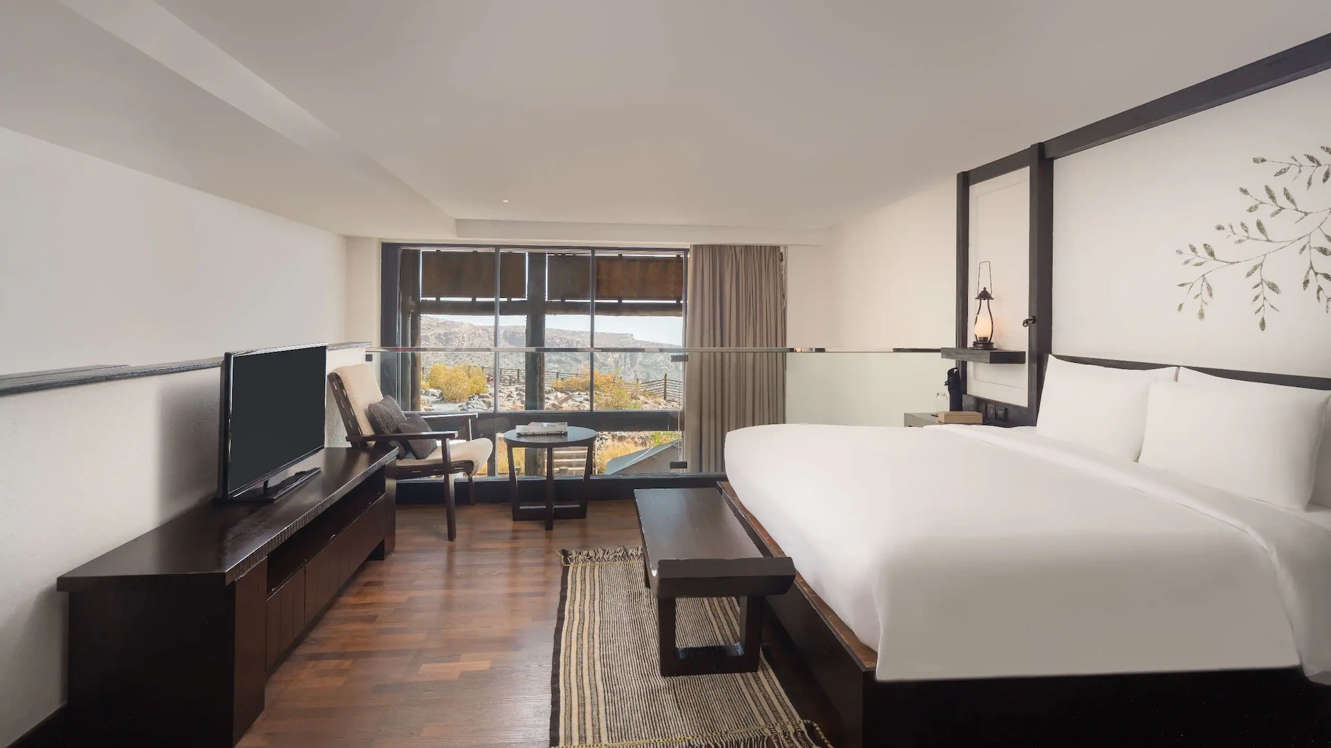 bedroom in loft suite at alila jabal akhdar oman