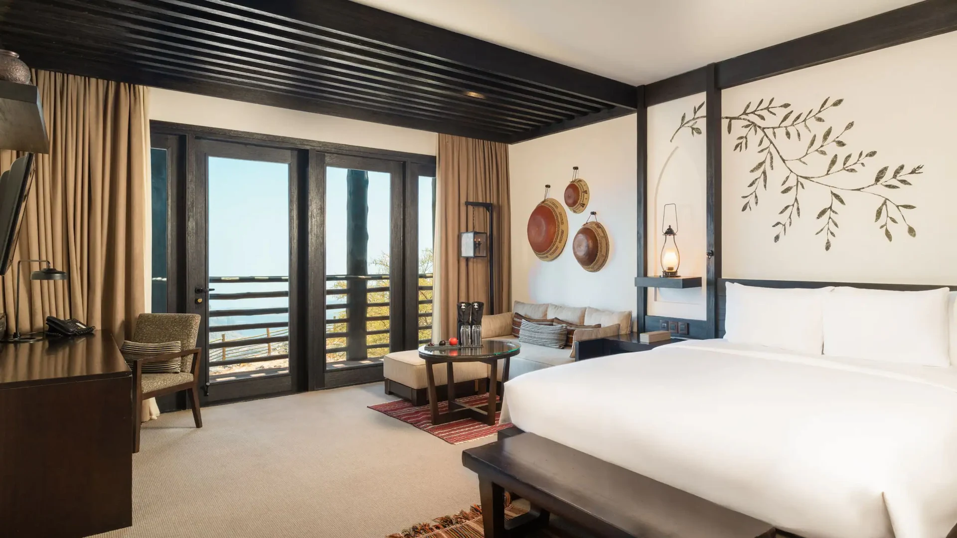 bedroom with ridge view at alila jabal akhdar oman